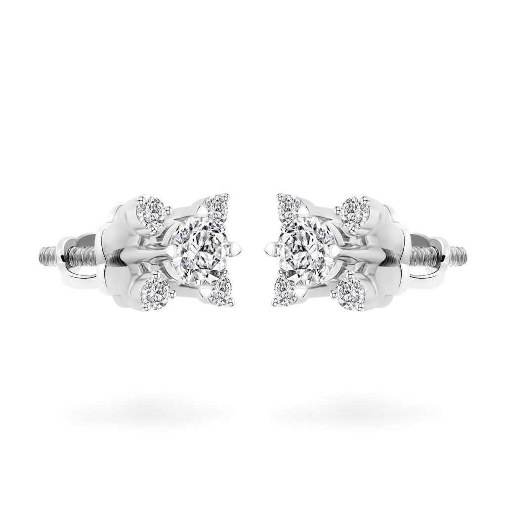 Hoa tai vàng trắng 14K gắn kim cương DOJI AFEB100074F2HA1 