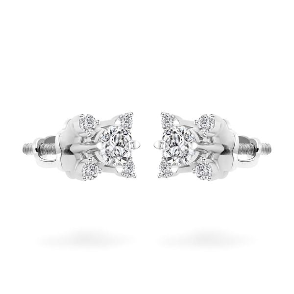 Hoa tai vàng trắng 14K gắn kim cương DOJI AFEB100074F2HA1