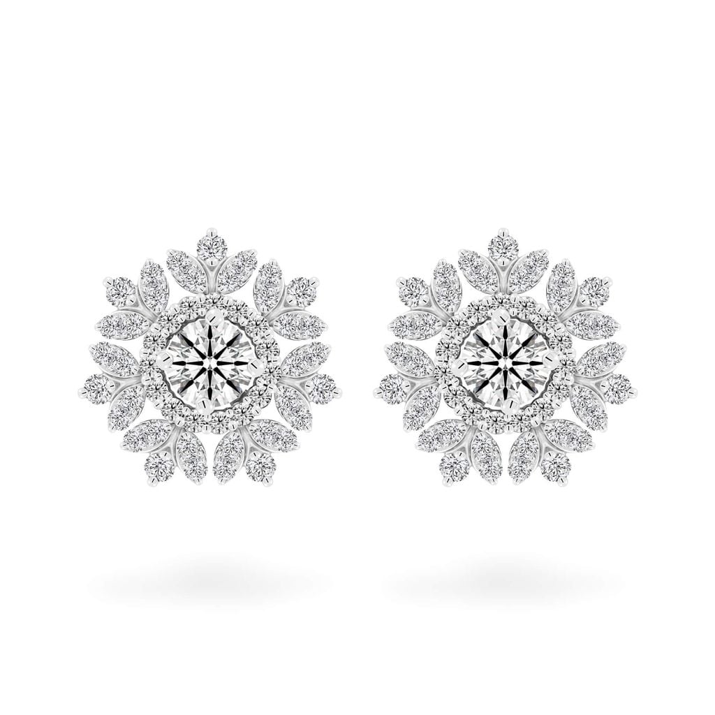 Hoa tai vàng trắng 14K gắn kim cương DOJI AFEB100078F2HA1 