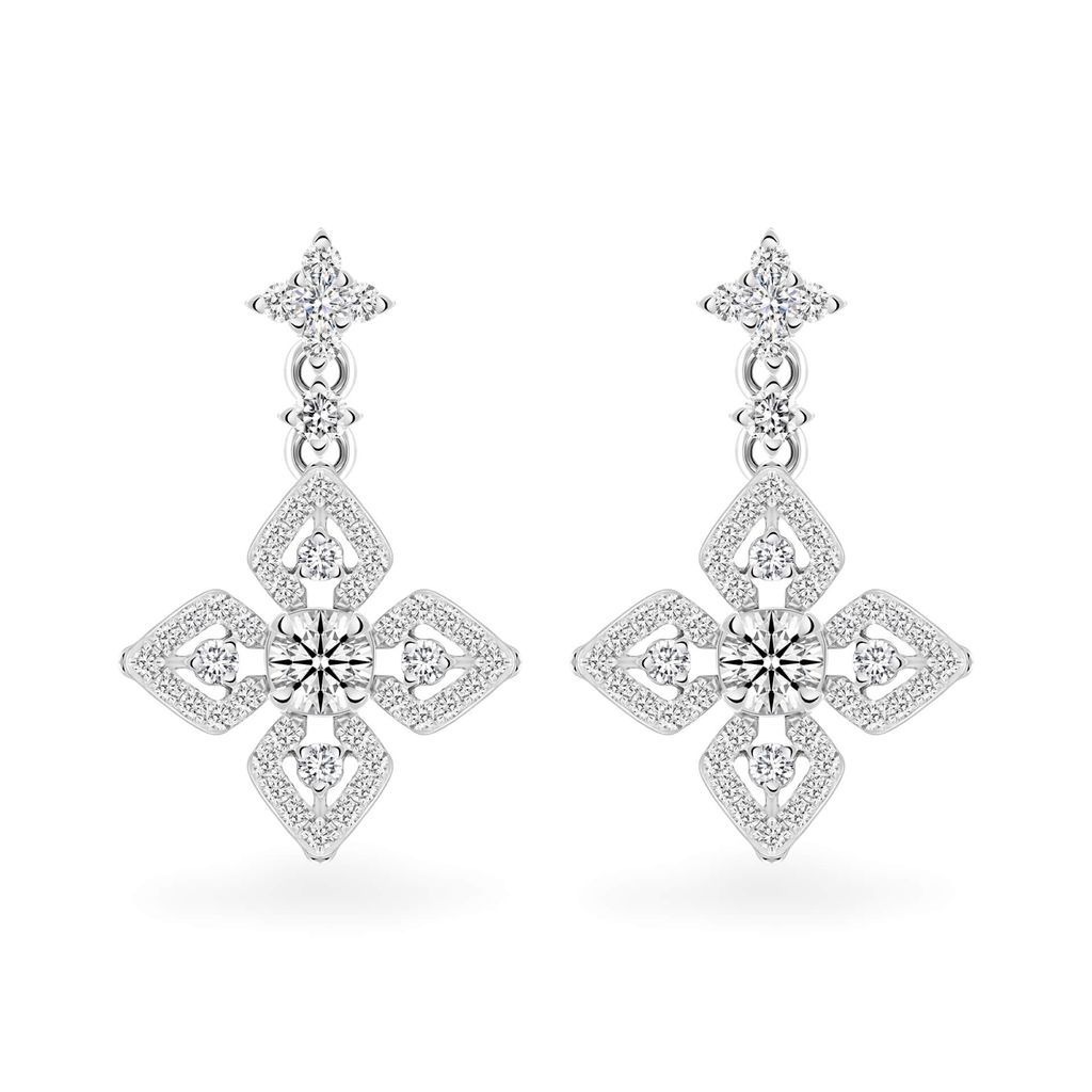 Hoa tai vàng trắng 14K gắn kim cương DOJI AFEB100088F2HA1 