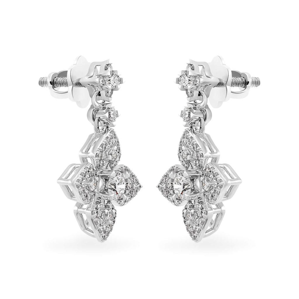 Hoa tai vàng trắng 14K gắn kim cương DOJI AFEB100088F2HA1 