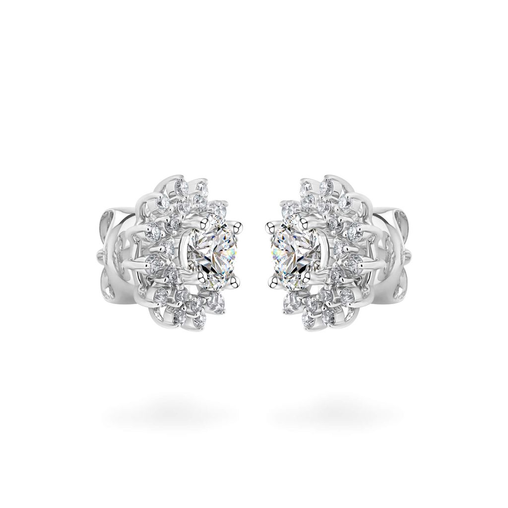 Hoa tai vàng trắng 14K gắn kim cương DOJI AFEB100099F2HA1 