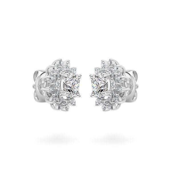 Hoa tai vàng trắng 14K gắn kim cương DOJI AFEB100099F2HA1