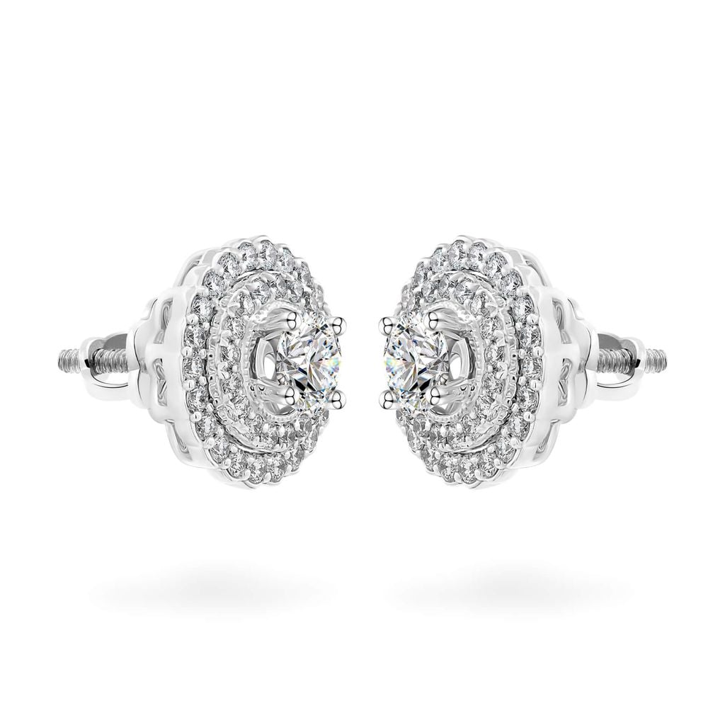 Hoa tai vàng trắng 14K gắn kim cương DOJI AFEB100102F2HA1 