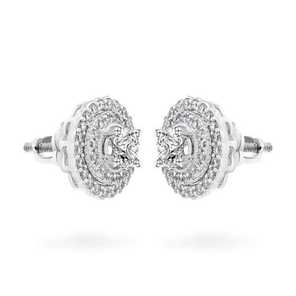 Hoa tai vàng trắng 14K gắn kim cương DOJI AFEB100102F2HA1