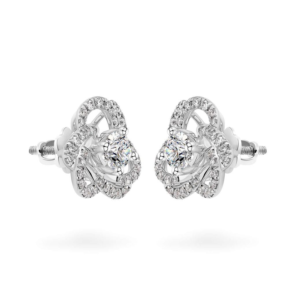 Hoa tai vàng trắng 14K gắn kim cương DOJI AFEB100106F2HA1 