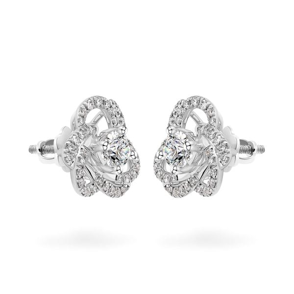 Hoa tai vàng trắng 14K gắn kim cương DOJI AFEB100106F2HA1