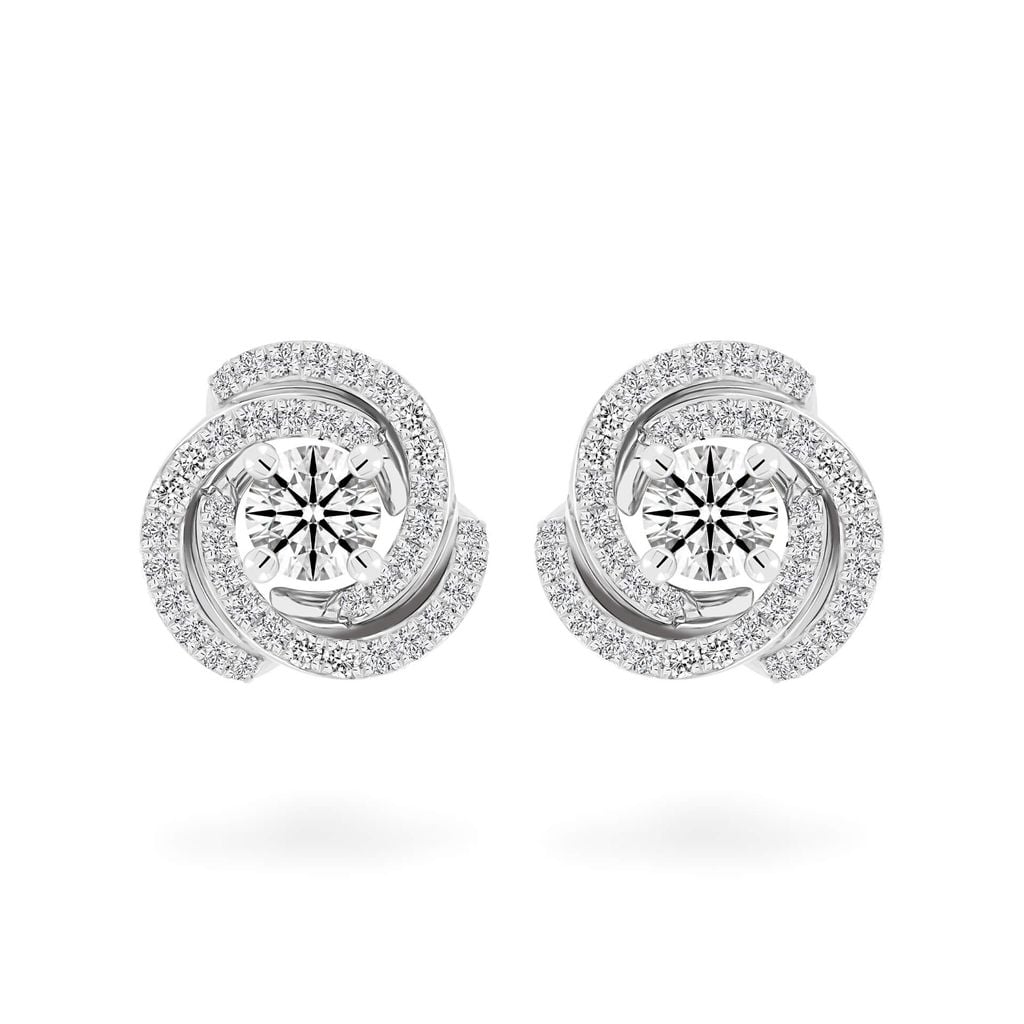Hoa tai vàng trắng 14K gắn kim cương DOJI AFEB100118F2HA1 