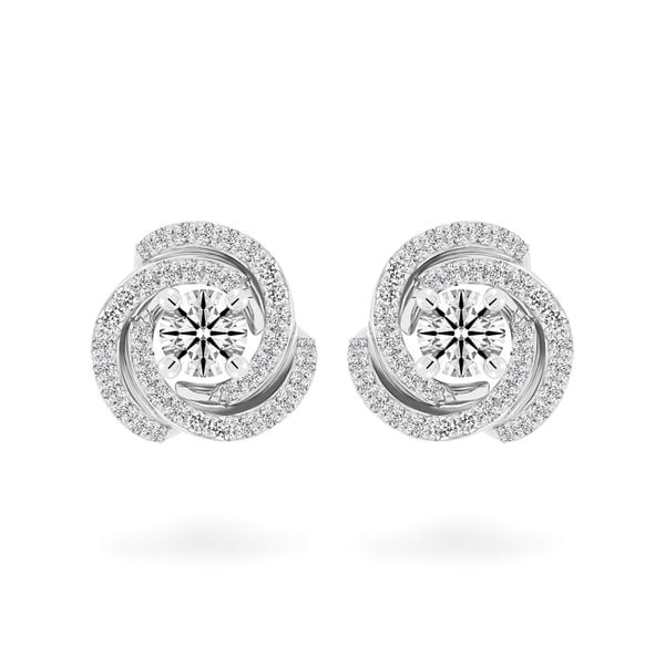 Hoa tai vàng trắng 14K gắn kim cương DOJI AFEB100118F2HA1