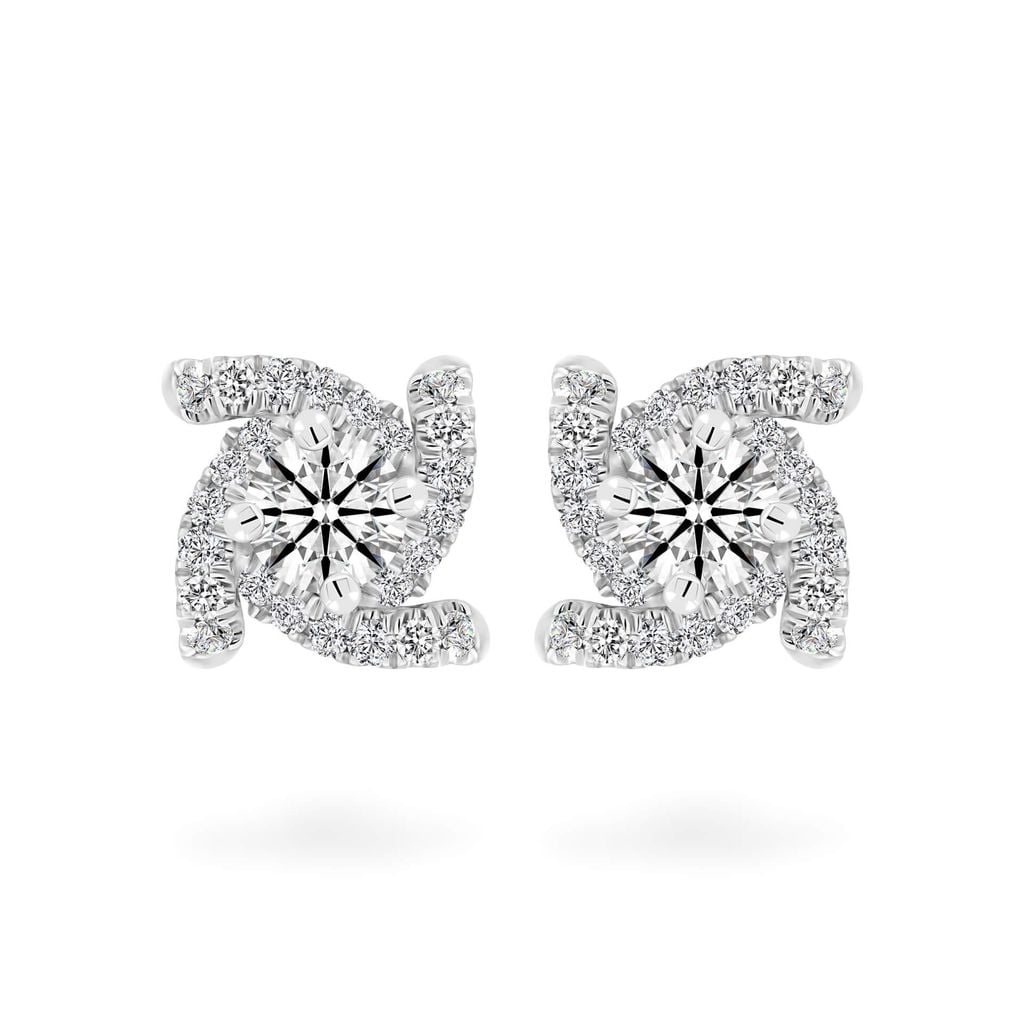 Hoa tai vàng trắng 14K gắn kim cương DOJI AFEB100124F2HA1 