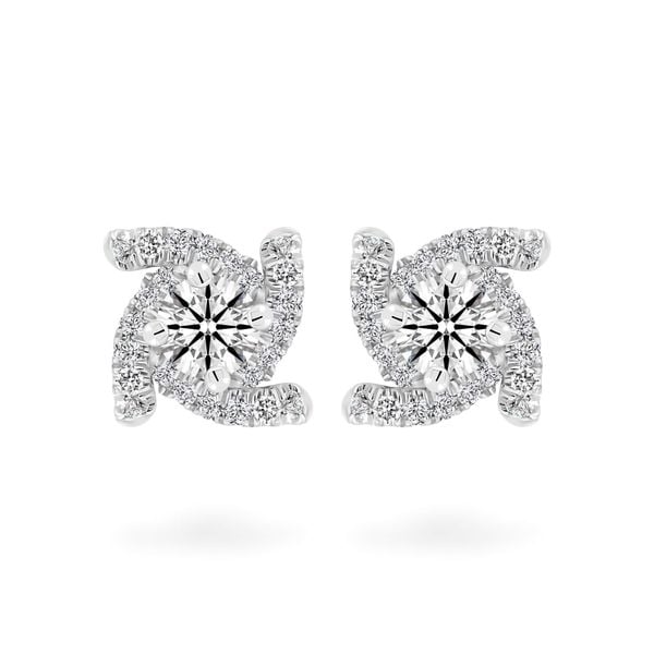 Hoa tai vàng trắng 14K gắn kim cương DOJI AFEB100124F2HA1