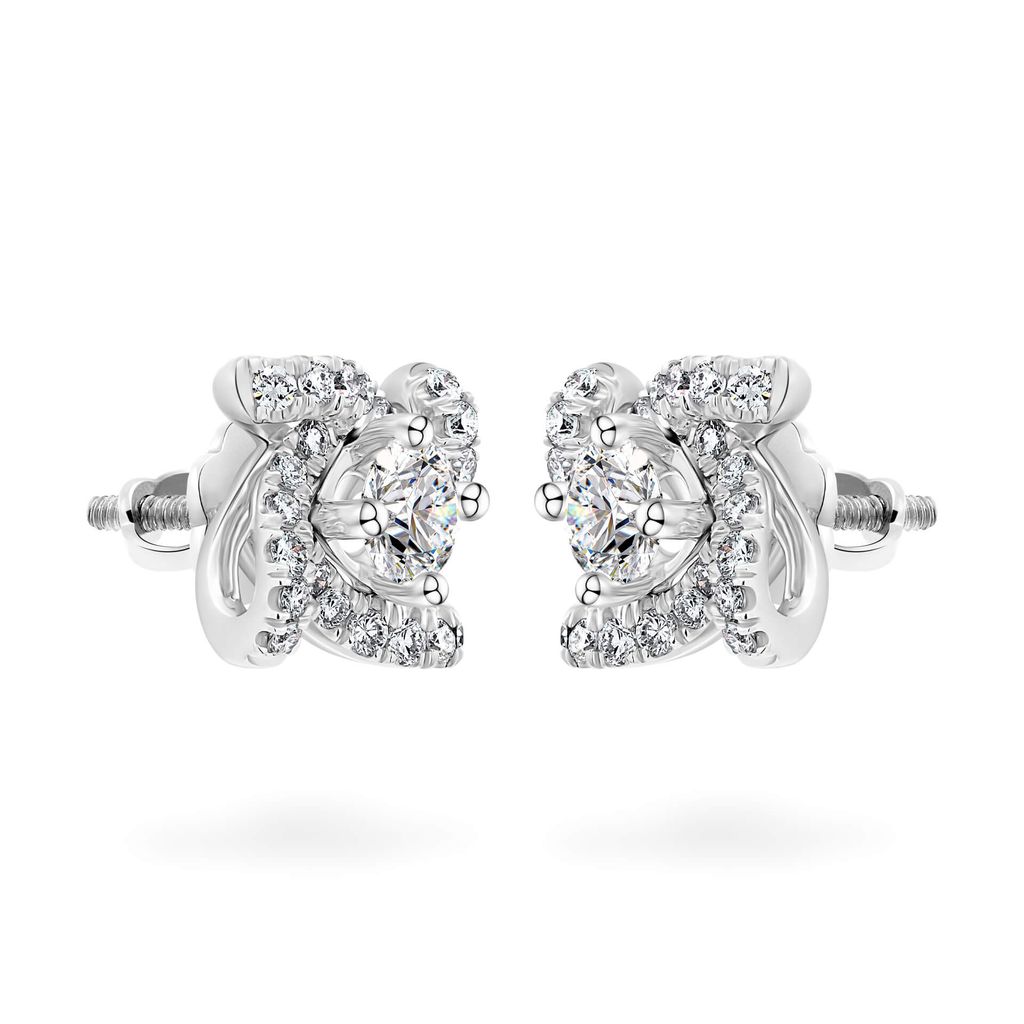 Hoa tai vàng trắng 14K gắn kim cương DOJI AFEB100124F2HA1 