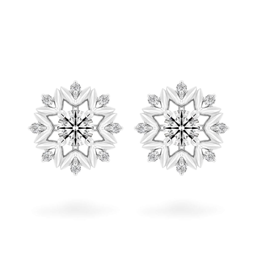 Hoa tai vàng trắng 14K gắn kim cương DOJI AFEB100135F2HA1 