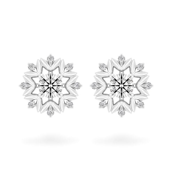 Hoa tai vàng trắng 14K gắn kim cương DOJI AFEB100135F2HA1