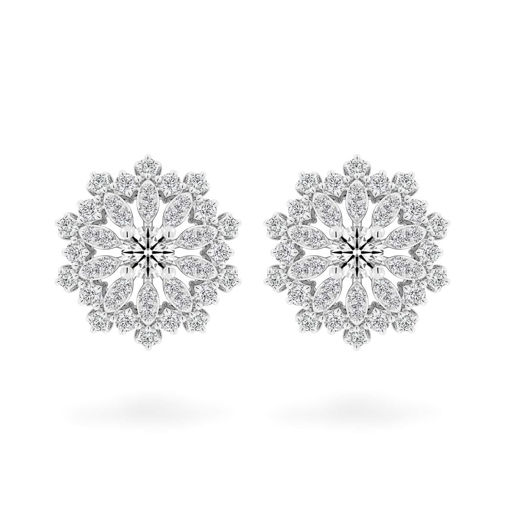 Hoa tai vàng trắng 14K gắn kim cương DOJI AFEB100140F2HA1 