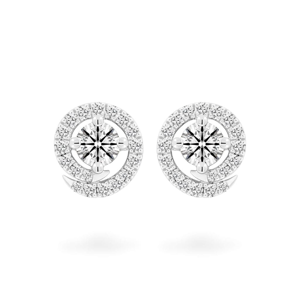Hoa tai vàng trắng 14K gắn kim cương DOJI AFEB100230F2HA1 