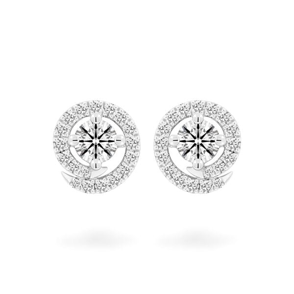 Hoa tai vàng trắng 14K gắn kim cương DOJI AFEB100230F2HA1