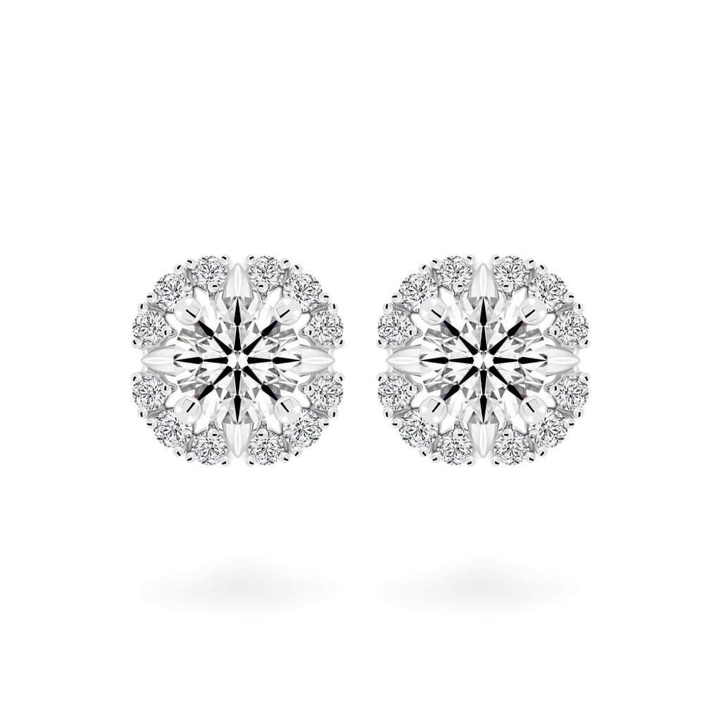 Hoa tai vàng trắng 14K gắn kim cương DOJI AFEB100281F2HA1 