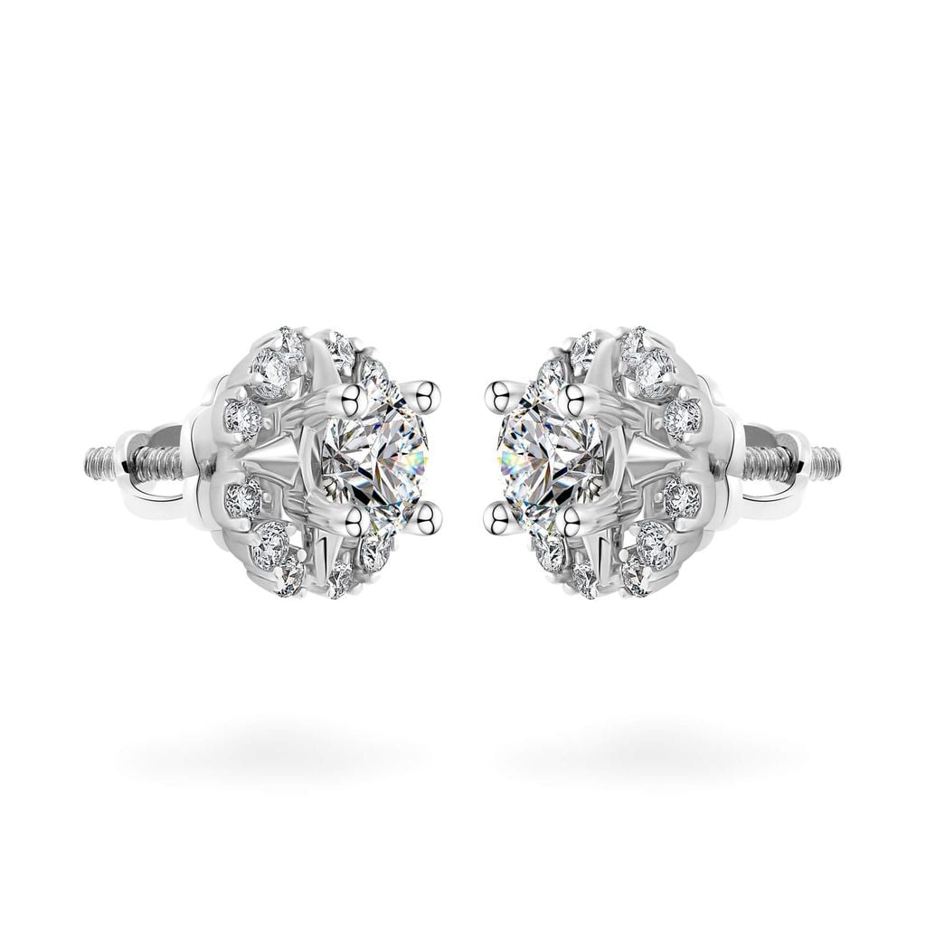 Hoa tai vàng trắng 14K gắn kim cương DOJI AFEB100281F2HA1 