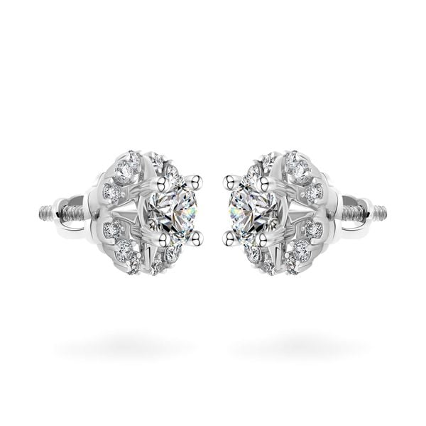 Hoa tai vàng trắng 14K gắn kim cương DOJI AFEB100281F2HA1