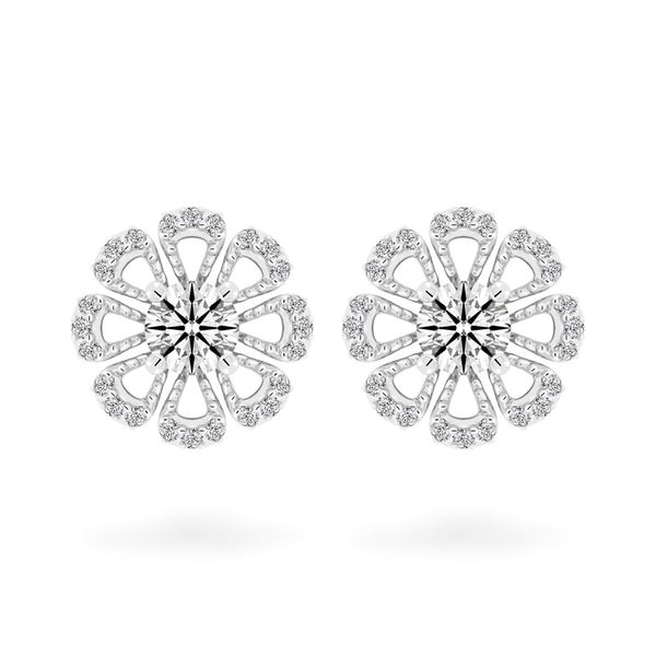 Hoa tai vàng trắng 14K gắn kim cương DOJI AFEB101303F2HA1