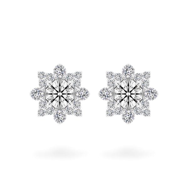 Hoa tai vàng trắng 14K gắn kim cương DOJI AFEB102018F2HA1