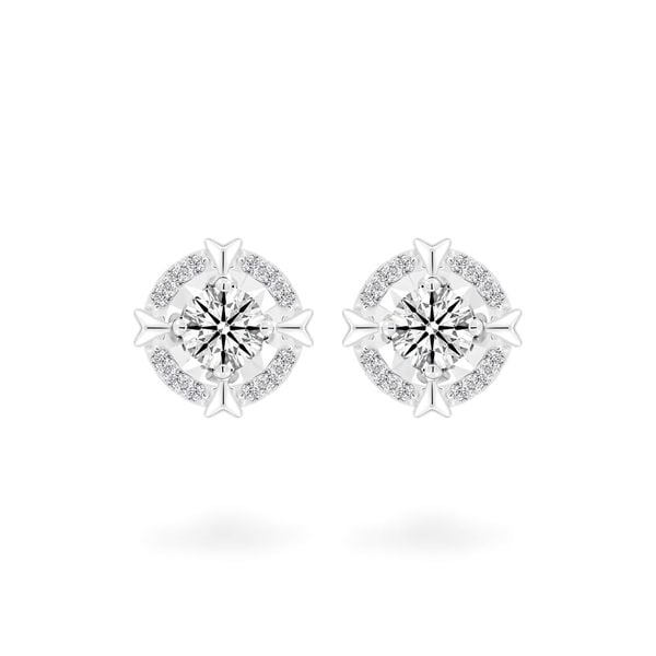 Hoa tai vàng trắng 14K gắn kim cương DOJI AFEB102186F2HA1