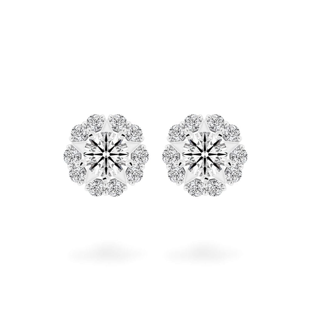 Hoa tai vàng trắng 14K gắn kim cương DOJI AFEB102201F2HA1 