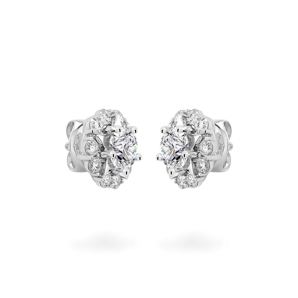 Hoa tai vàng trắng 14K gắn kim cương DOJI AFEB102201F2HA1 