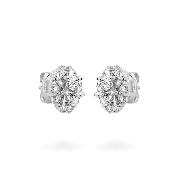 Hoa tai vàng trắng 14K gắn kim cương DOJI AFEB102201F2HA1