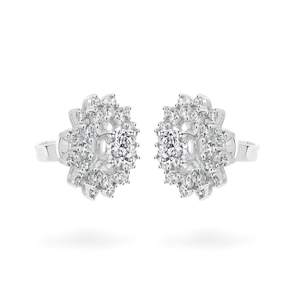 Hoa tai vàng trắng 14K gắn kim cương DOJI AFEB200049F2HA1 