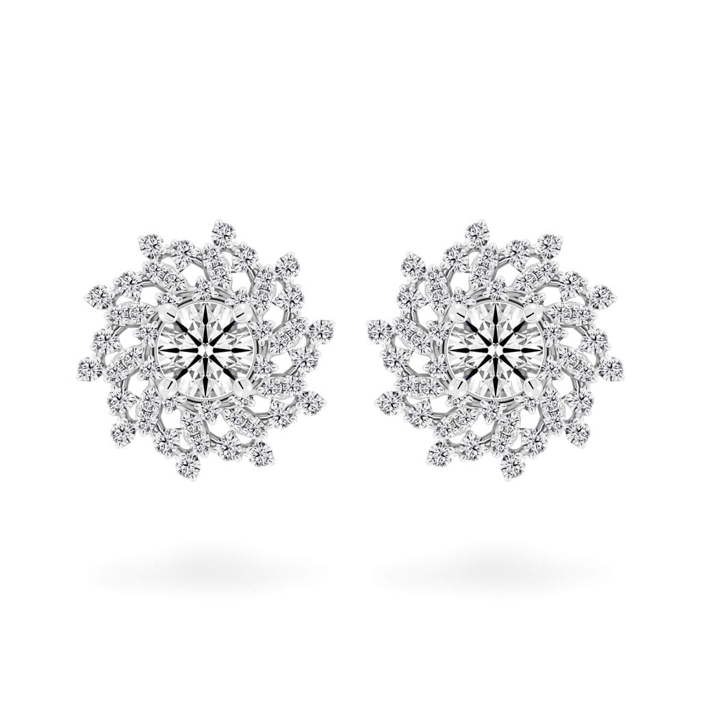 Hoa tai vàng trắng 14K gắn kim cương DOJI AFEB200085F2HA1 