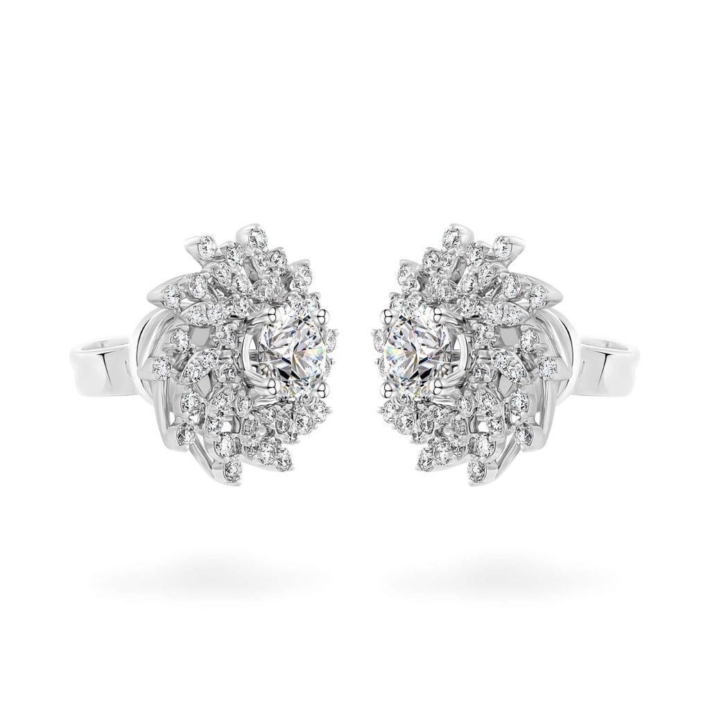 Hoa tai vàng trắng 14K gắn kim cương DOJI AFEB200085F2HA1 