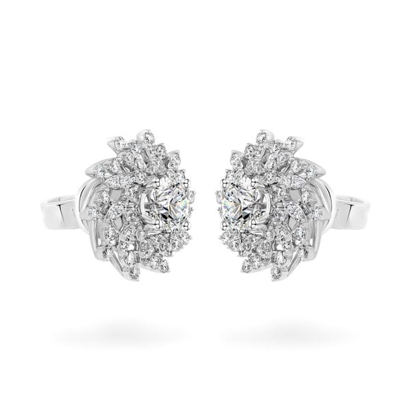 Hoa tai vàng trắng 14K gắn kim cương DOJI AFEB200085F2HA1