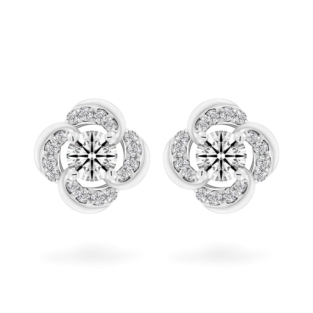 Hoa tai vàng trắng 14K gắn kim cương DOJI AFEB200173F2HA1 