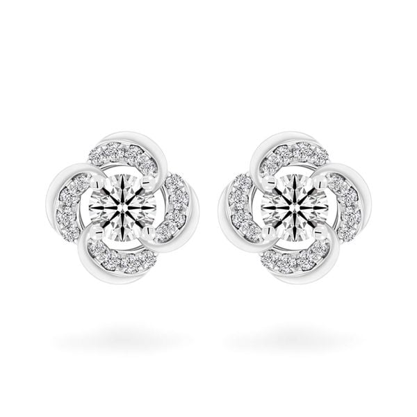 Hoa tai vàng trắng 14K gắn kim cương DOJI AFEB200173F2HA1