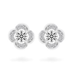 Hoa tai vàng trắng 14K gắn kim cương DOJI AFEB200173F2HA1