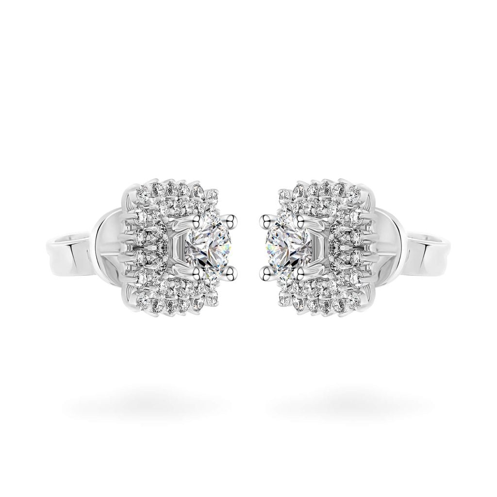 Hoa tai vàng trắng 14K gắn kim cương DOJI AFEB200209F2HA1 