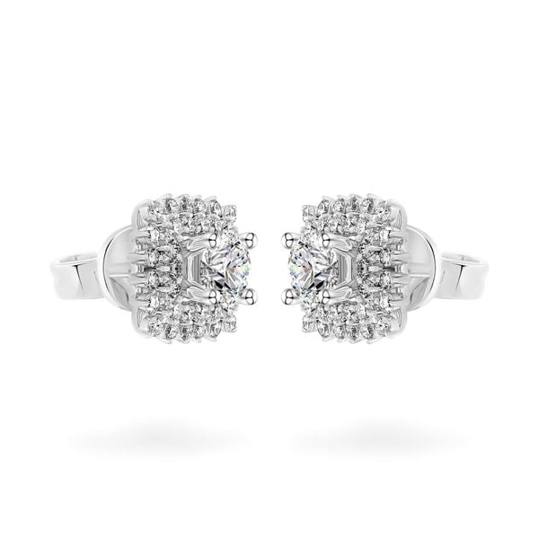 Hoa tai vàng trắng 14K gắn kim cương DOJI AFEB200209F2HA1