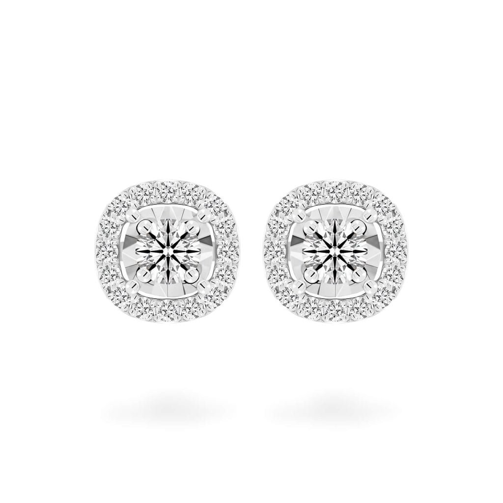 Hoa tai vàng trắng 14K gắn kim cương DOJI AFEB902119F2HA1 