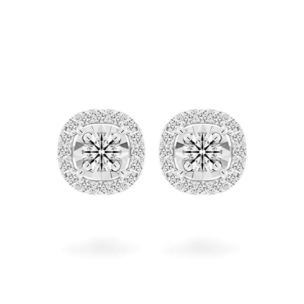 Hoa tai vàng trắng 14K gắn kim cương DOJI AFEB902119F2HA1