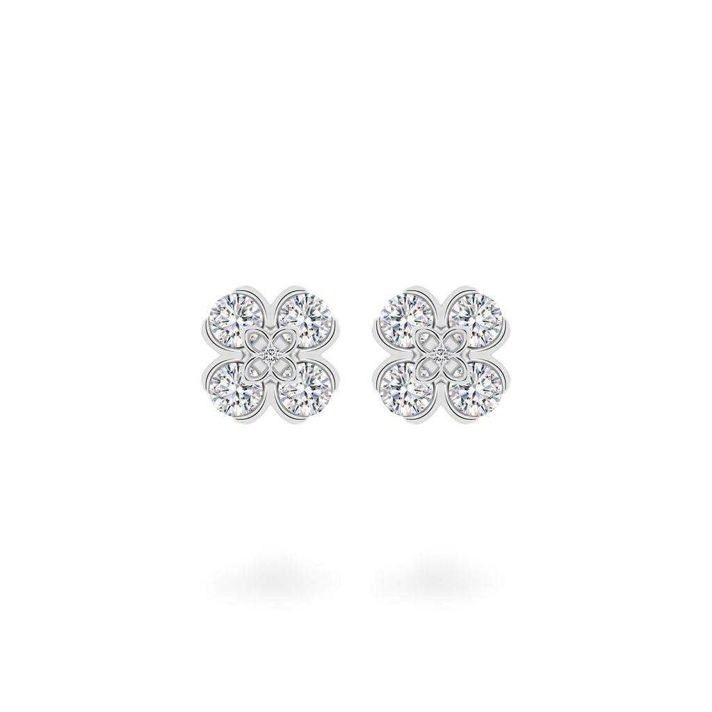 Hoa tai vàng trắng 14K gắn kim cương DOJI AFEB902209F2HM1 