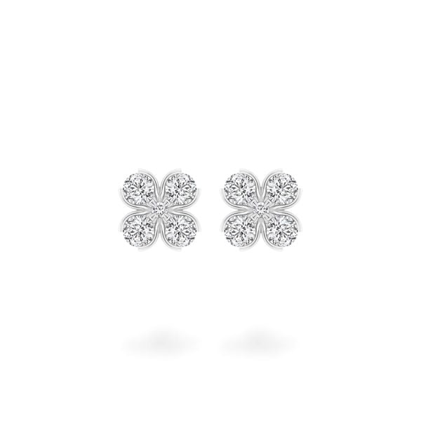 Hoa tai vàng trắng 14K gắn kim cương DOJI AFEB902210F2HM1