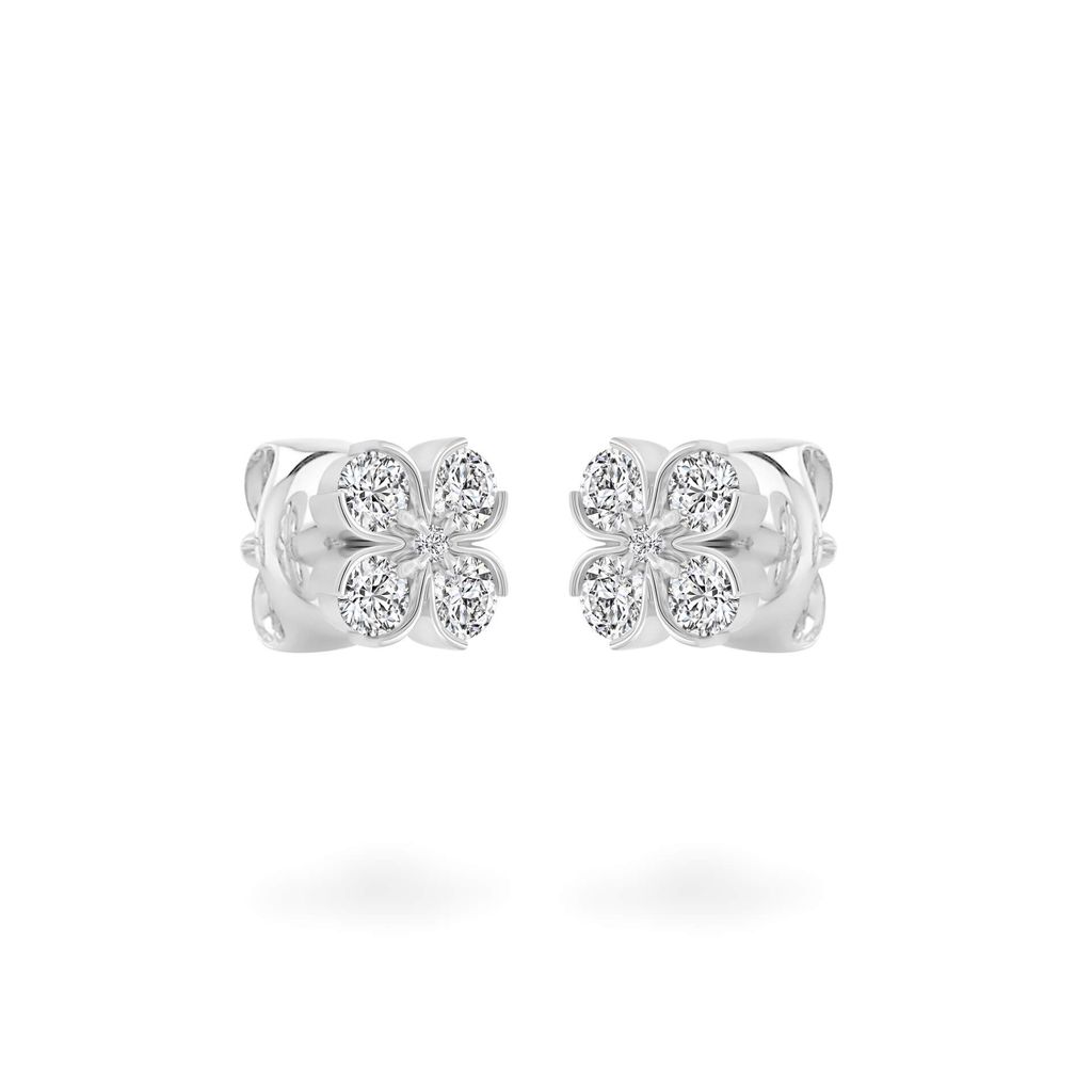 Hoa tai vàng trắng 14K gắn kim cương DOJI AFEB902210F2HM1 