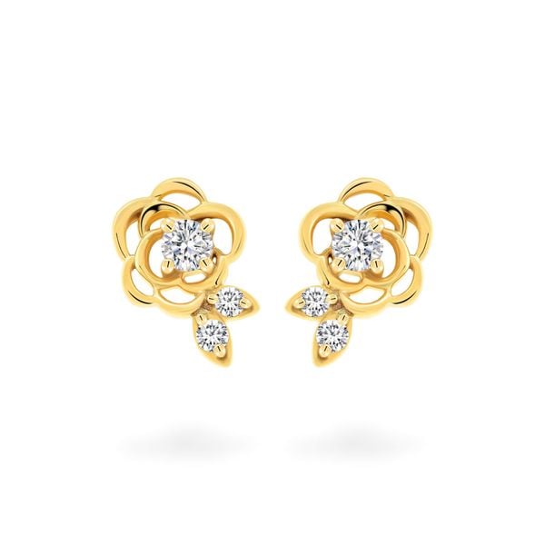 Hoa tai vàng vàng 14K gắn đá CZ DOJI AFEK000749F1CZ1