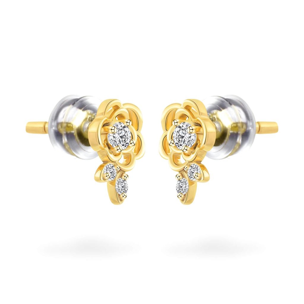 Hoa tai vàng vàng 14K gắn đá CZ DOJI AFEK000749F1CZ1 