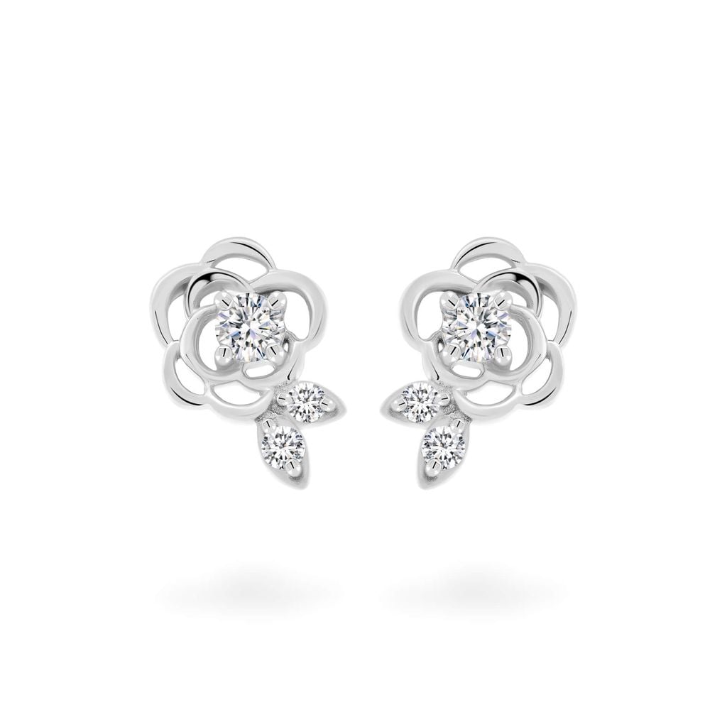 Hoa tai vàng trắng 14K gắn đá CZ DOJI AFEK000749F2CZ1 