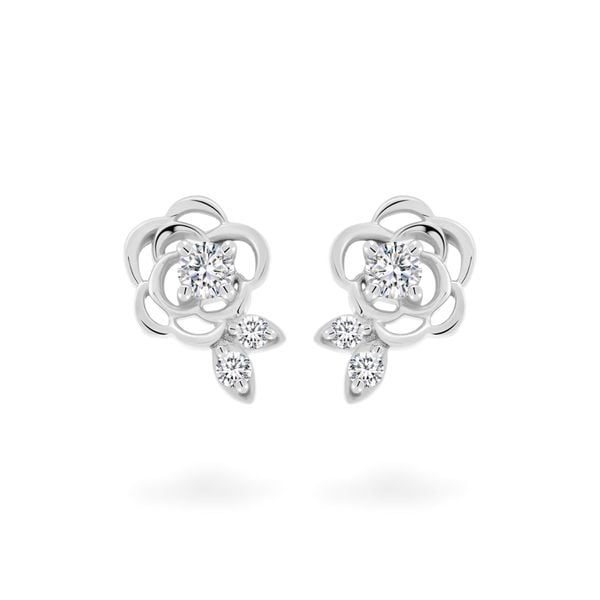 Hoa tai vàng trắng 14K gắn đá CZ DOJI AFEK000749F2CZ1