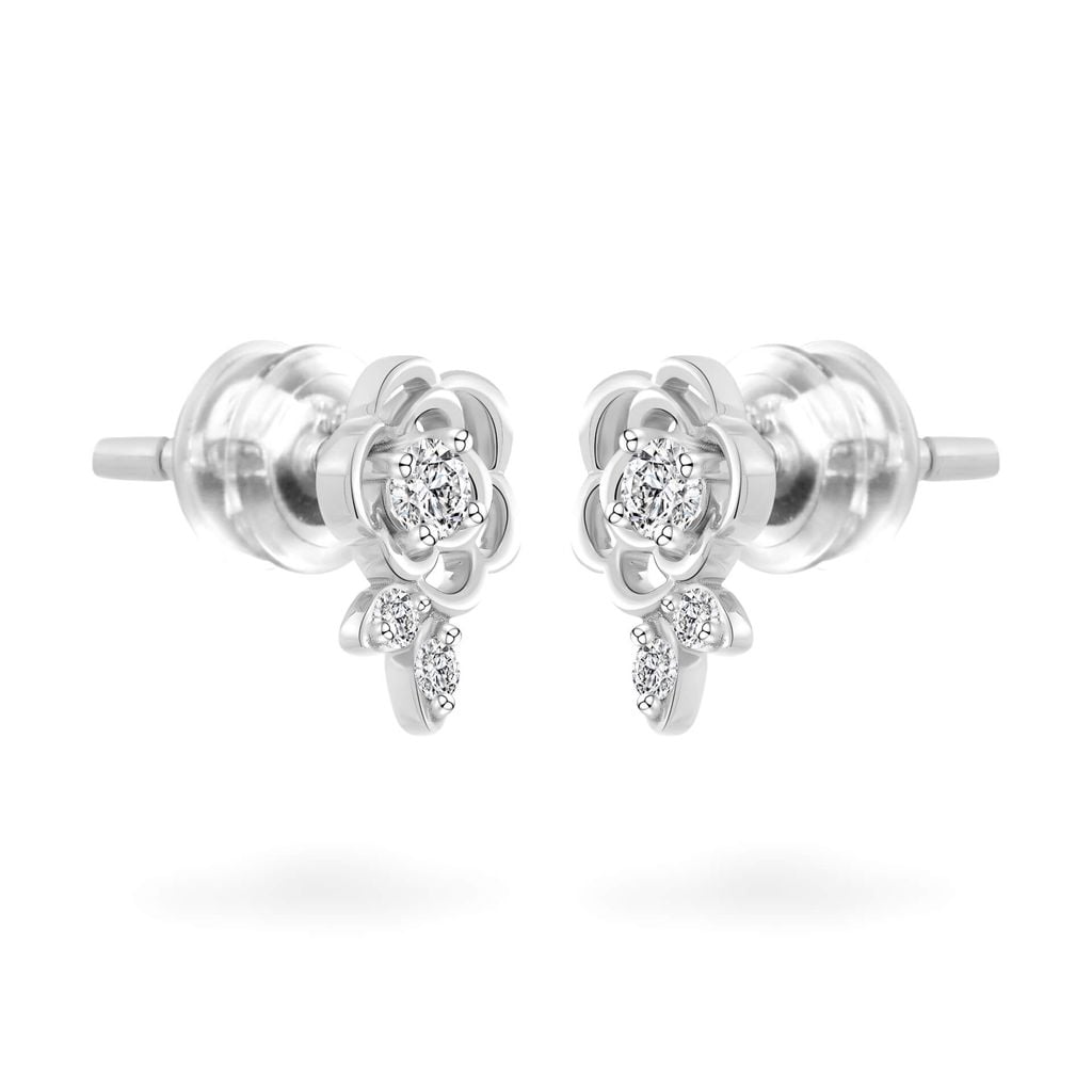 Hoa tai vàng trắng 14K gắn đá CZ DOJI AFEK000749F2CZ1 