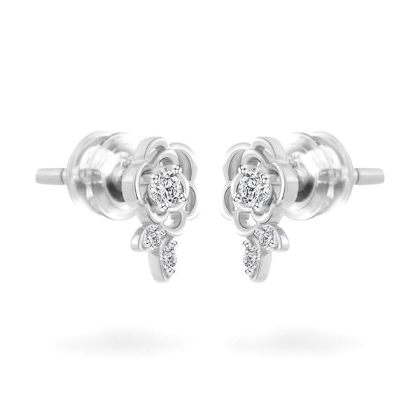 Hoa tai vàng trắng 14K gắn đá CZ DOJI AFEK000749F2CZ1